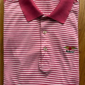 Peter Millar Red and White Striped Polo L